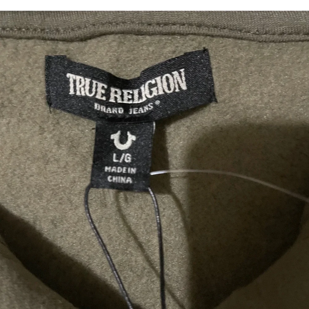 True Religion Mens Global Buddha Zip Hoodie Kalamata Olive Green Size Large $119